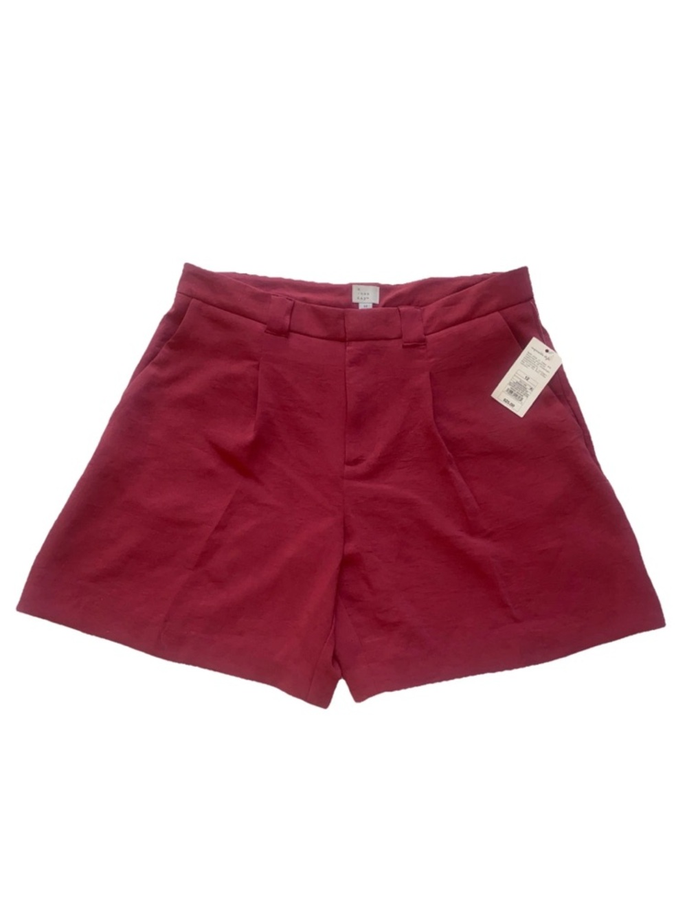 Women's High-Waist Pleated Shorts Maroon